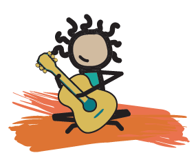 illustrated kiddo playing guitar